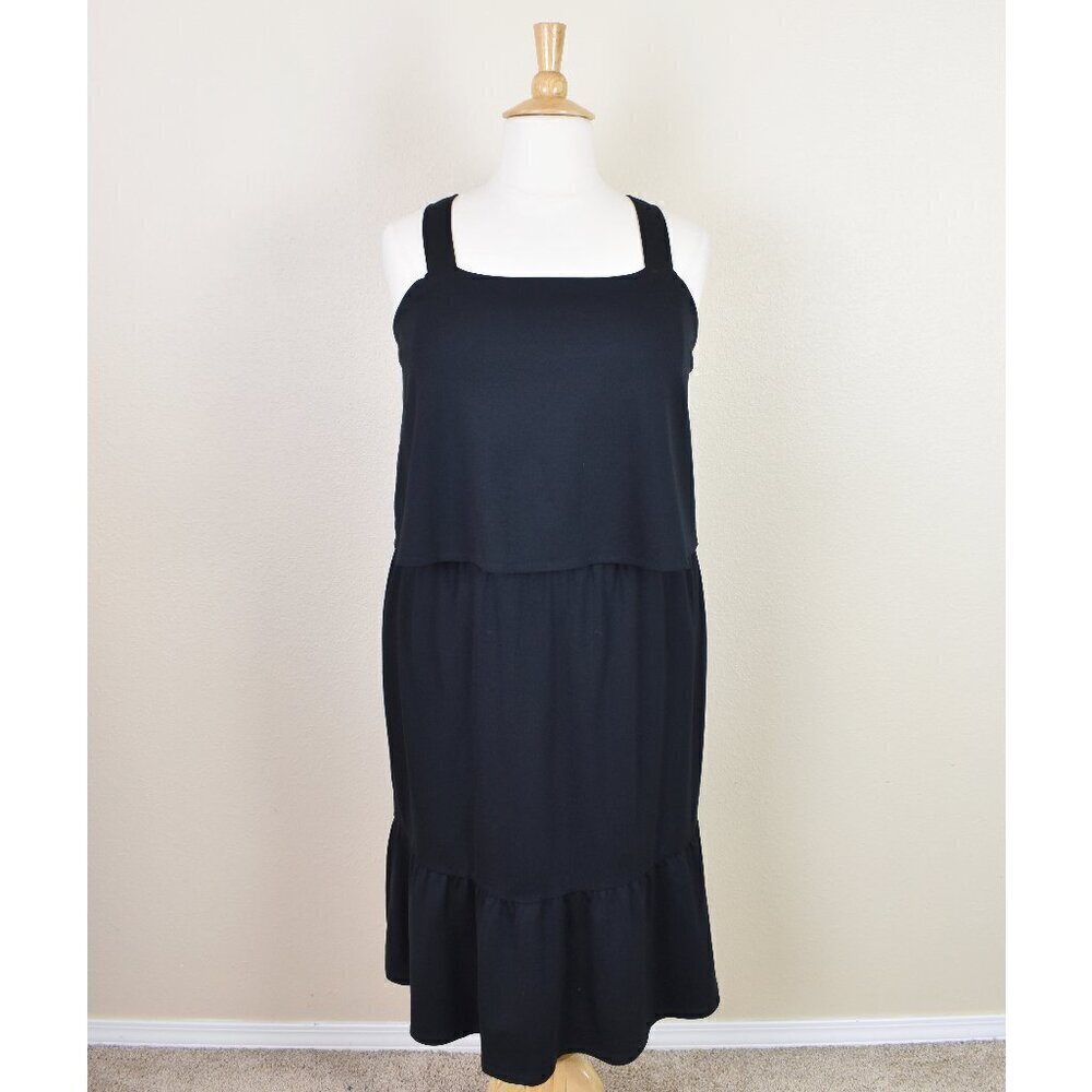 J. Jill Jersey Midi Tiered Dress Black - XL